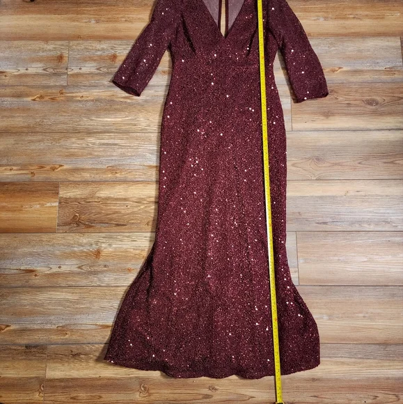 Kay Unger Gown Womens 6 Red Crochet Sequin - Picture 7 of 10